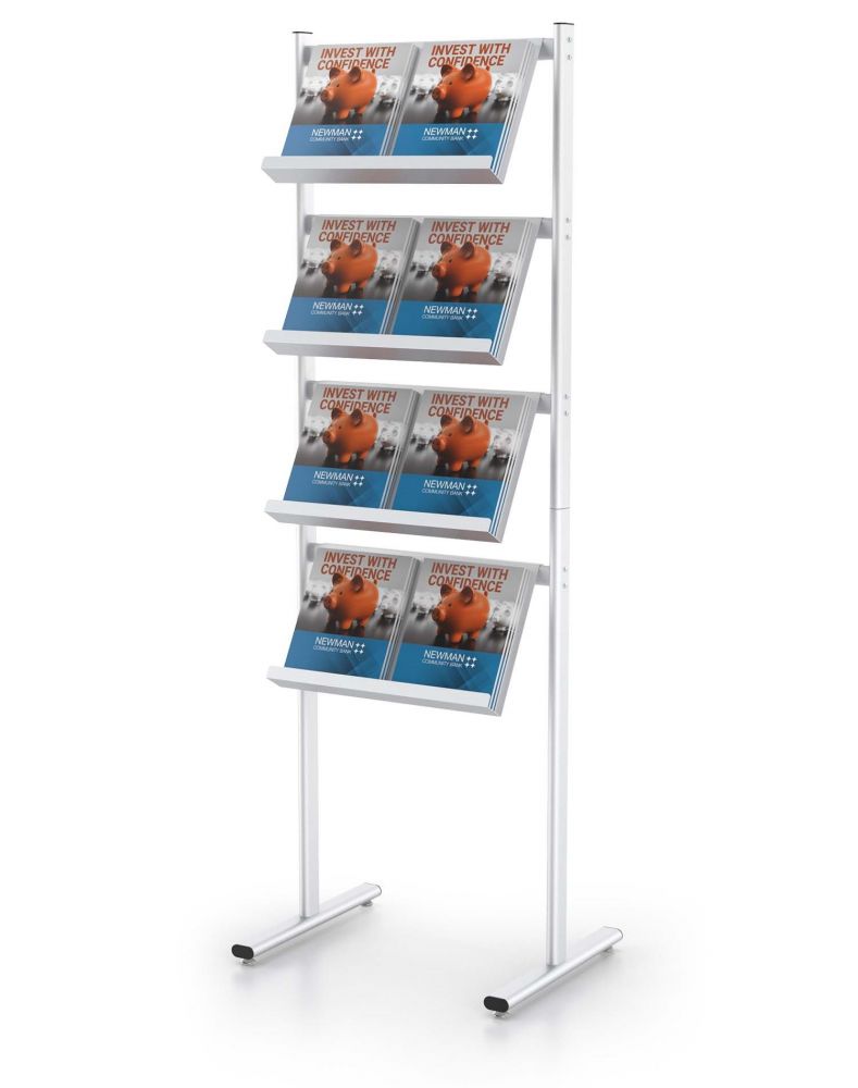 Magazine Holder Display Rack Floor-Standing Stand with Wheels for